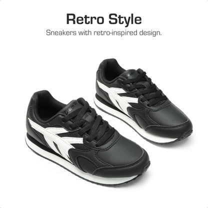 Kids Faux Leather Lace Up Sneakers with EVA Cushioning and Rubber Sole