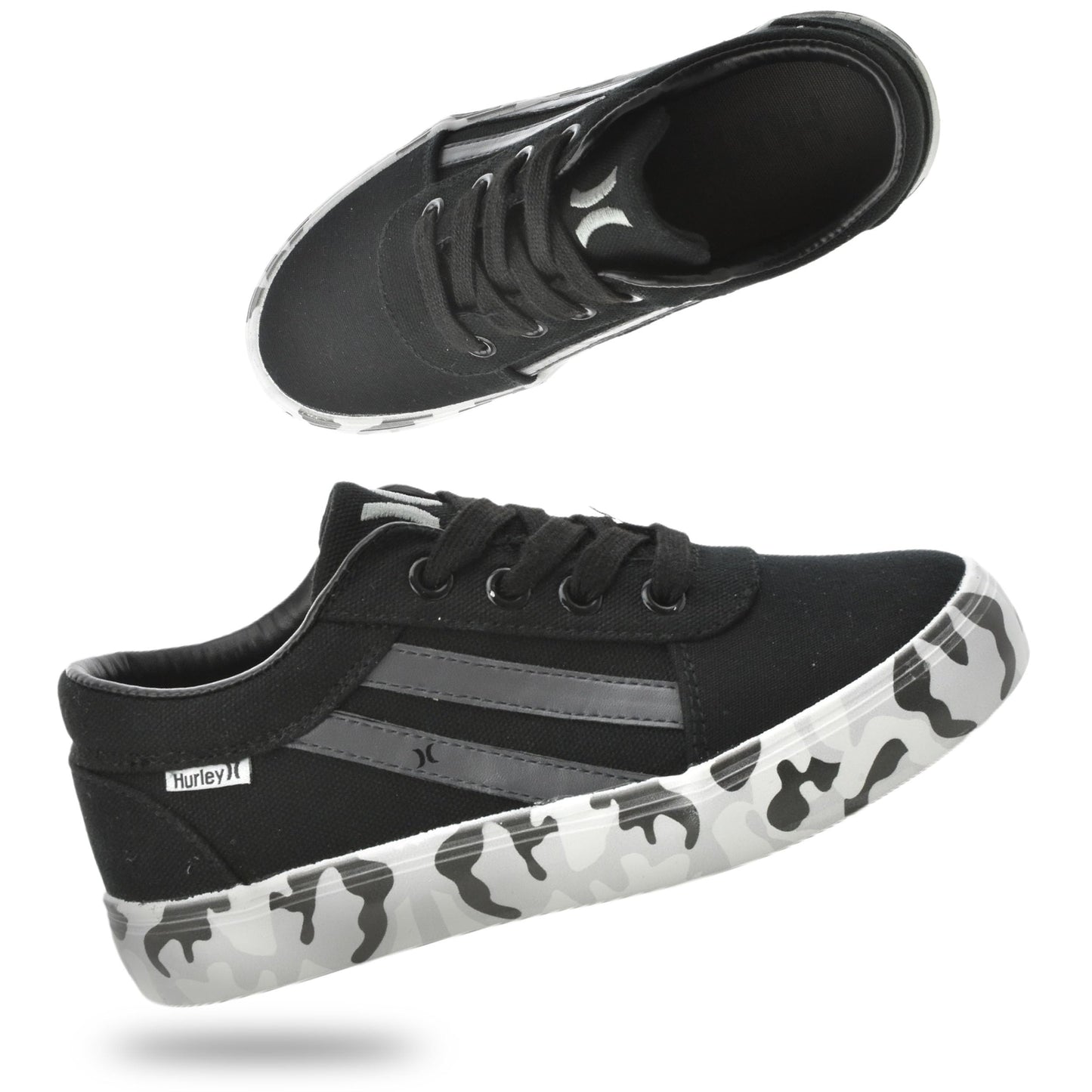 Hurley Boardy Kids Lace Up Canvas Sneakers – Low Cut Skateboarding Shoes for Kids, Sports Shoes for Boys and Girls