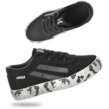 Hurley Boardy Kids Lace Up Canvas Sneakers – Low Cut Skateboarding Shoes for Kids, Sports Shoes for Boys and Girls