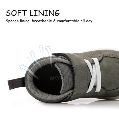 Toddler Boys Waterproof High Top Sneakers with Plush Lining and Strap