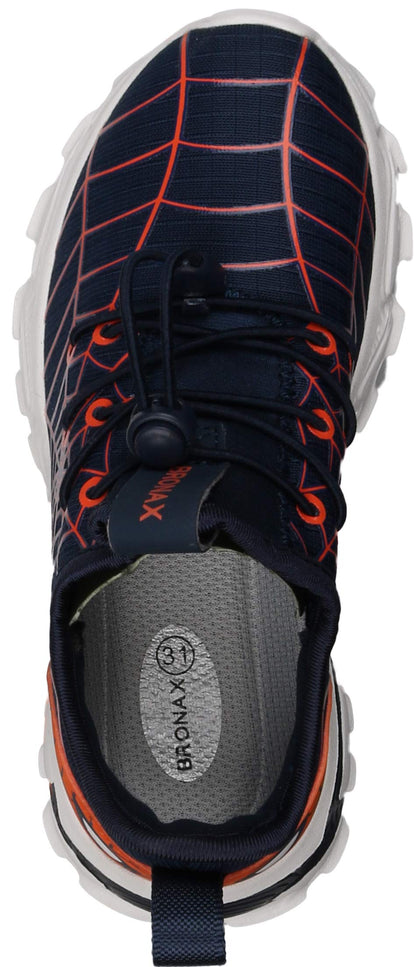 Kids Spider Web Sneakers with Bungee Lace and Adjustable Toggle