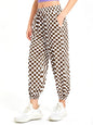 Haloumoning Girls Plaid Pants Kids Elastic Waist Jogger Pants Lightweight Bottoms with Pockets 5-14 Years
