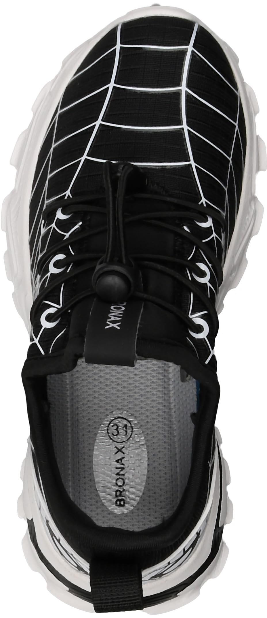 Kids Spider Web Sneakers with Bungee Lace and Adjustable Toggle