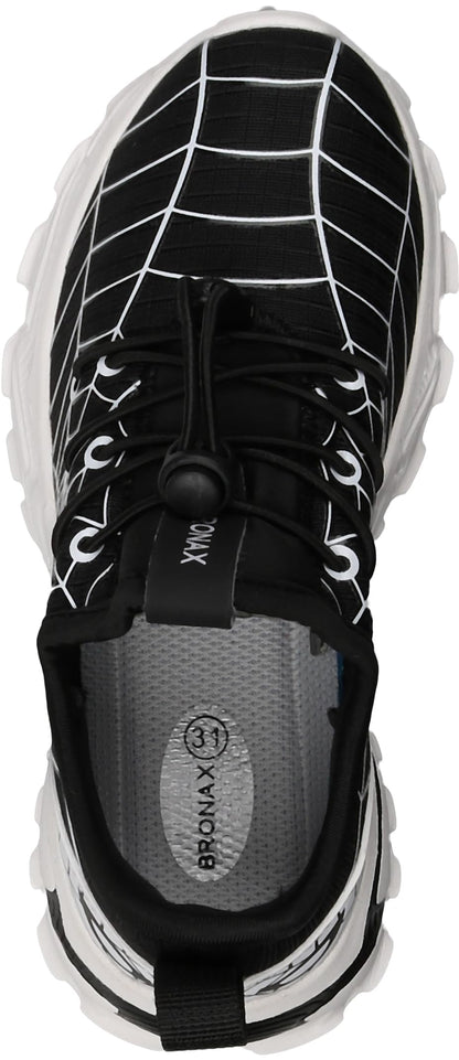 Kids Spider Web Sneakers with Bungee Lace and Adjustable Toggle