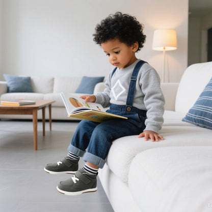 Toddler Boys Waterproof High Top Sneakers with Plush Lining and Strap