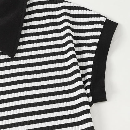 LOVYKIDIDO Size 7-14 Girls 2 Piece Outfits Summer Striped Lapel Short Set Cute Teen Girl Clothing Set