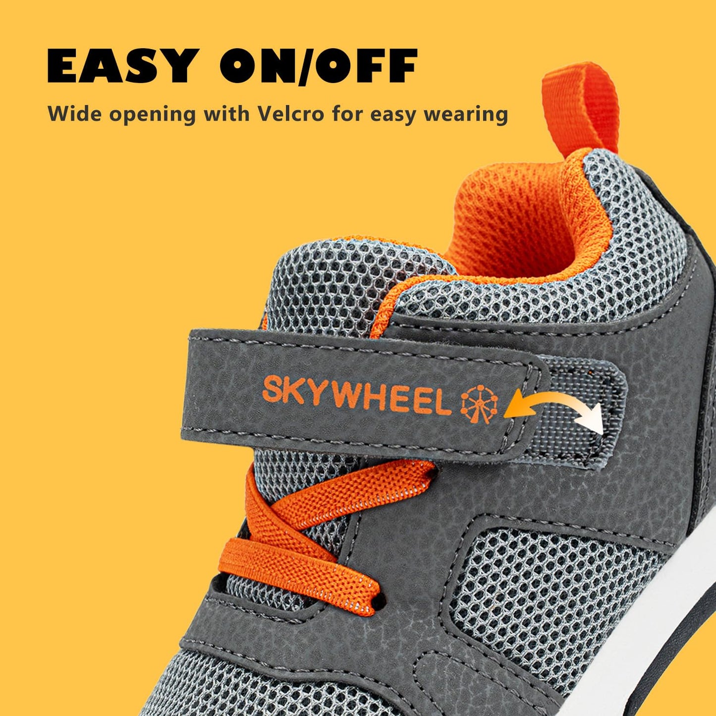 Toddler Boys High Top Sneakers with Wide Toe Box and Hook and Loop