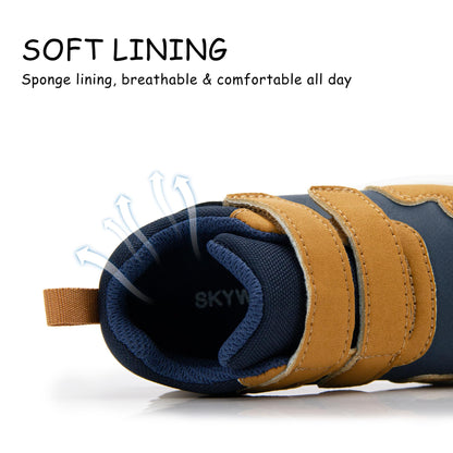Toddler Boys Waterproof High Top Sneakers with Plush Lining and Strap