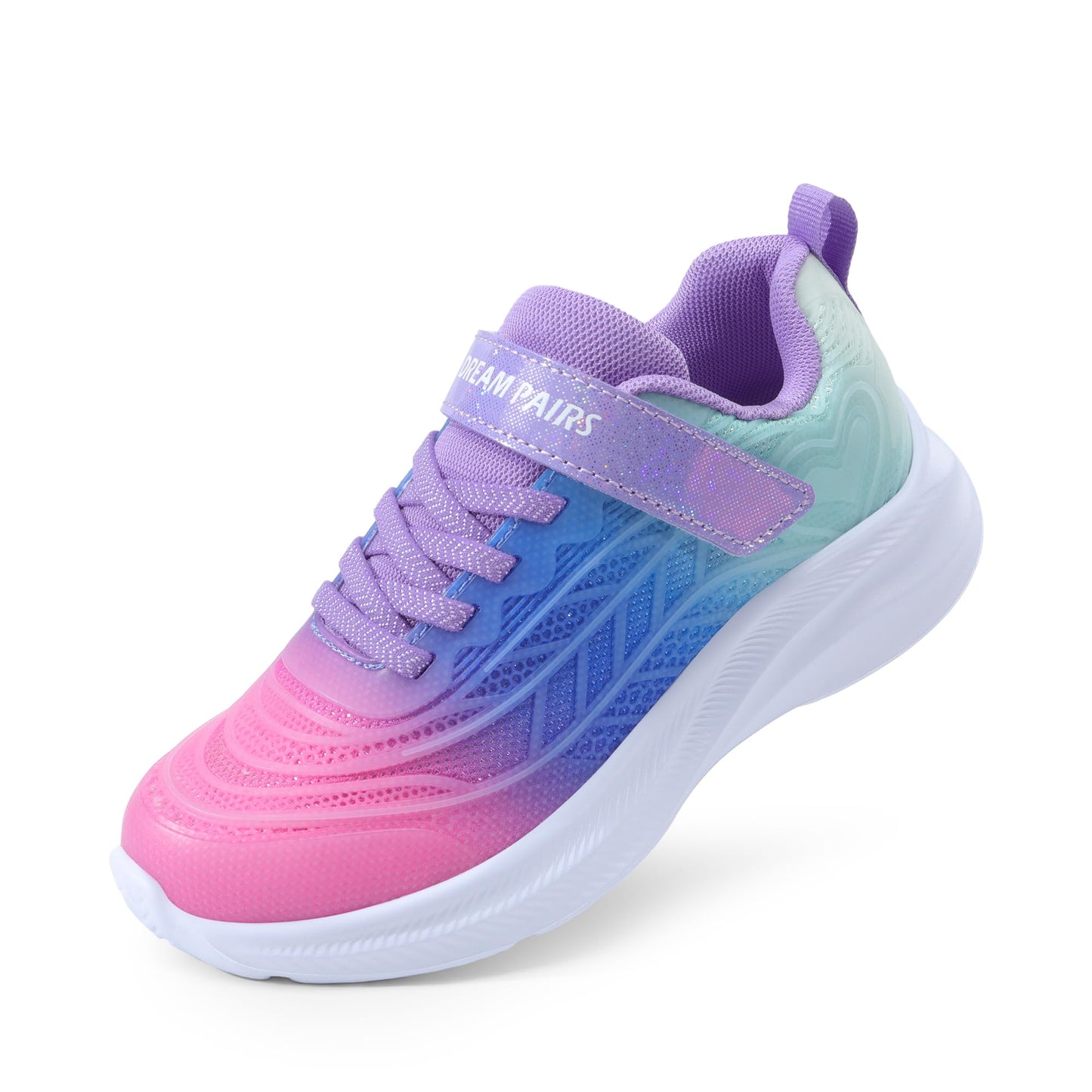 Kids Rainbow Ombre Running Shoes with Hook and Loop Strap