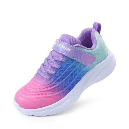 Kids Rainbow Ombre Running Shoes with Hook and Loop Strap