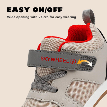 Toddler Boys High Top Sneakers with Wide Toe Box and Hook and Loop