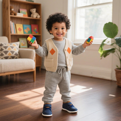 Toddler Boys Waterproof High Top Sneakers with Plush Lining and Strap