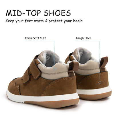 Toddler Boys Waterproof High Top Sneakers with Plush Lining and Strap