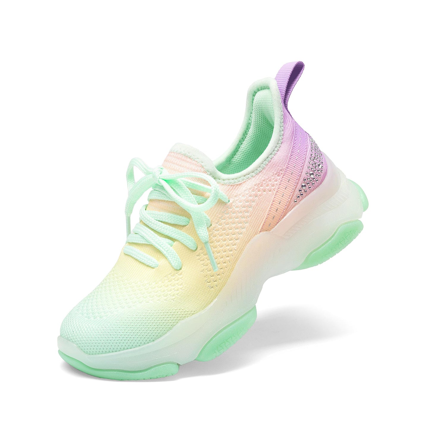 Girls Ombre Slip On Sneakers with Jelly Outsole and Chunky Heel