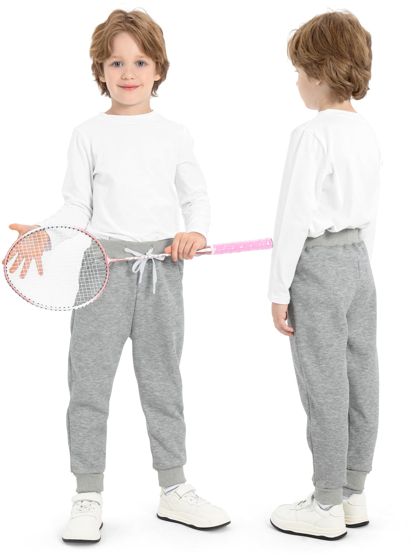 Toddler Boys Fleece Jogger Sweatpants with Drawstring 3 Pack