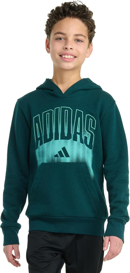adidas boys Long Sleeve Graphic Fleece Pullover Hoodie