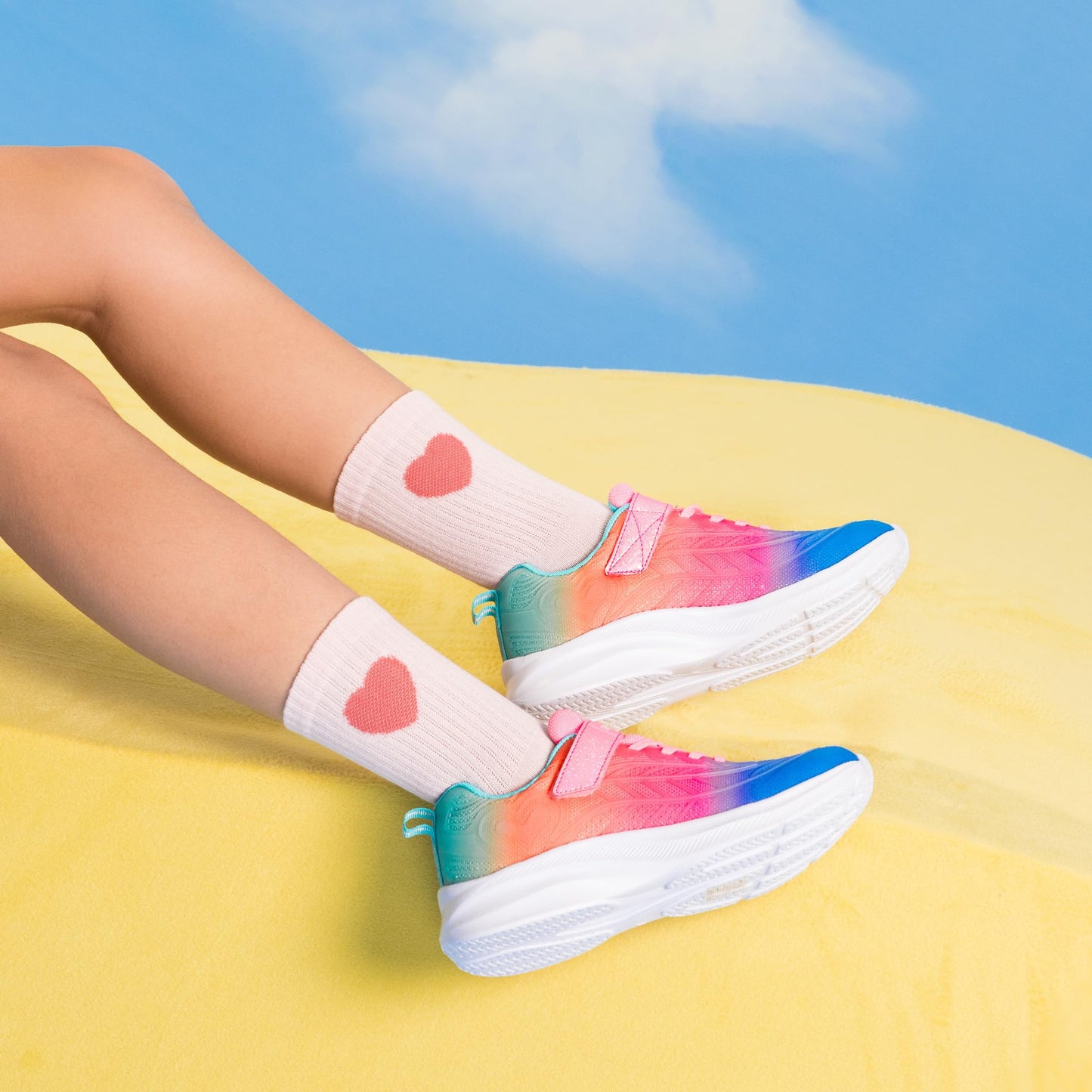 Kids Rainbow Ombre Running Shoes with Hook and Loop Strap