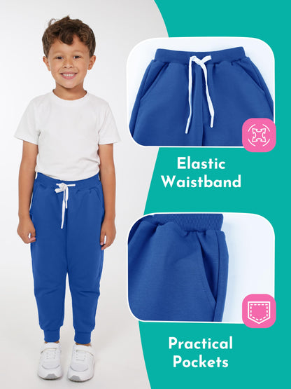 Toddler Boys Drawstring Jogger Sweatpants with Pockets 3 Pack