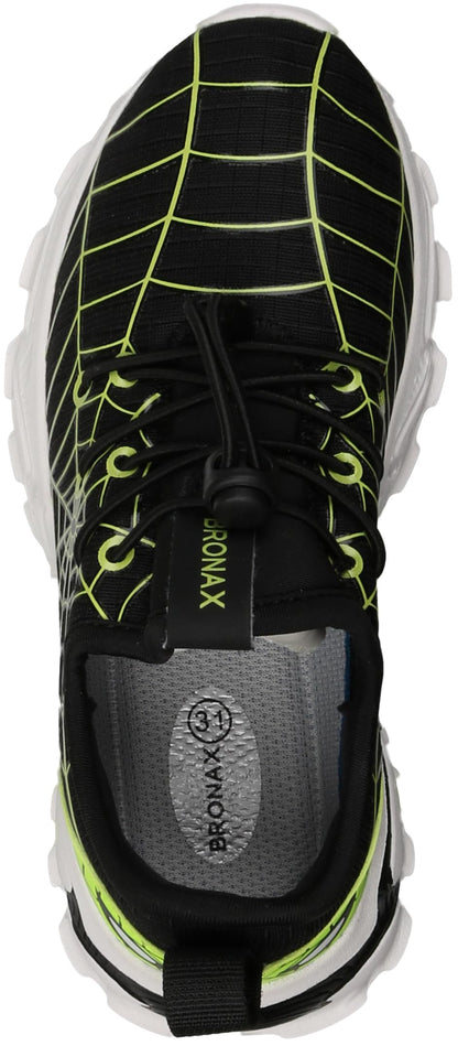 Kids Spider Web Sneakers with Bungee Lace and Adjustable Toggle