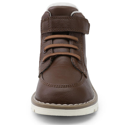 Toddler Boys Vegan Leather High Top Sneakers with Hook and Loop Straps