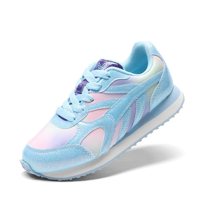 Kids Faux Leather Lace Up Sneakers with EVA Cushioning and Rubber Sole