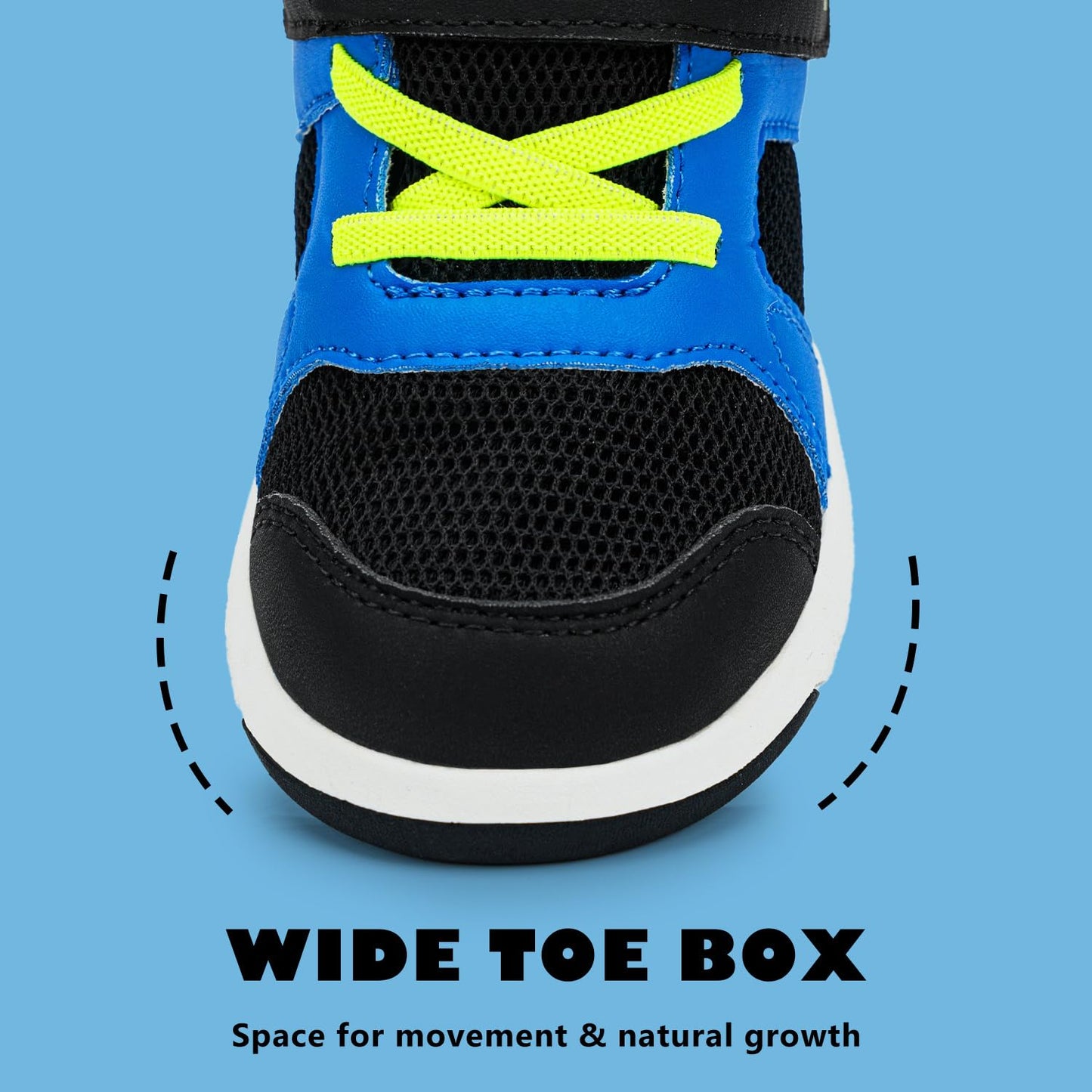 Toddler Boys High Top Sneakers with Wide Toe Box and Hook and Loop