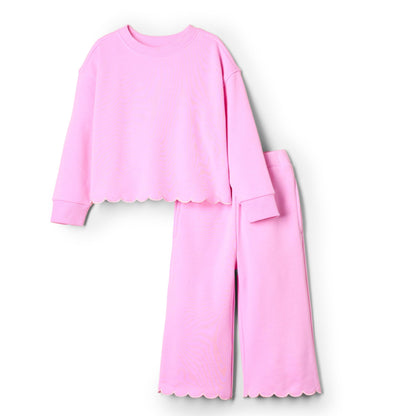 Amazon Essentials x Sofia Grainge Toddlers and Baby Girls' French Terry Pant and Top Set