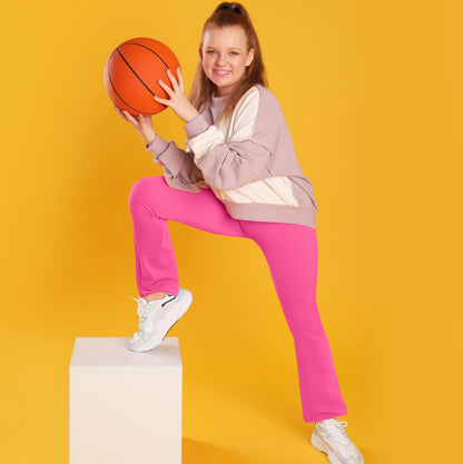 FEQO Girls Flare Leggings Pants Girl Cotton Leggings Bell Bottoms 5-14 Years