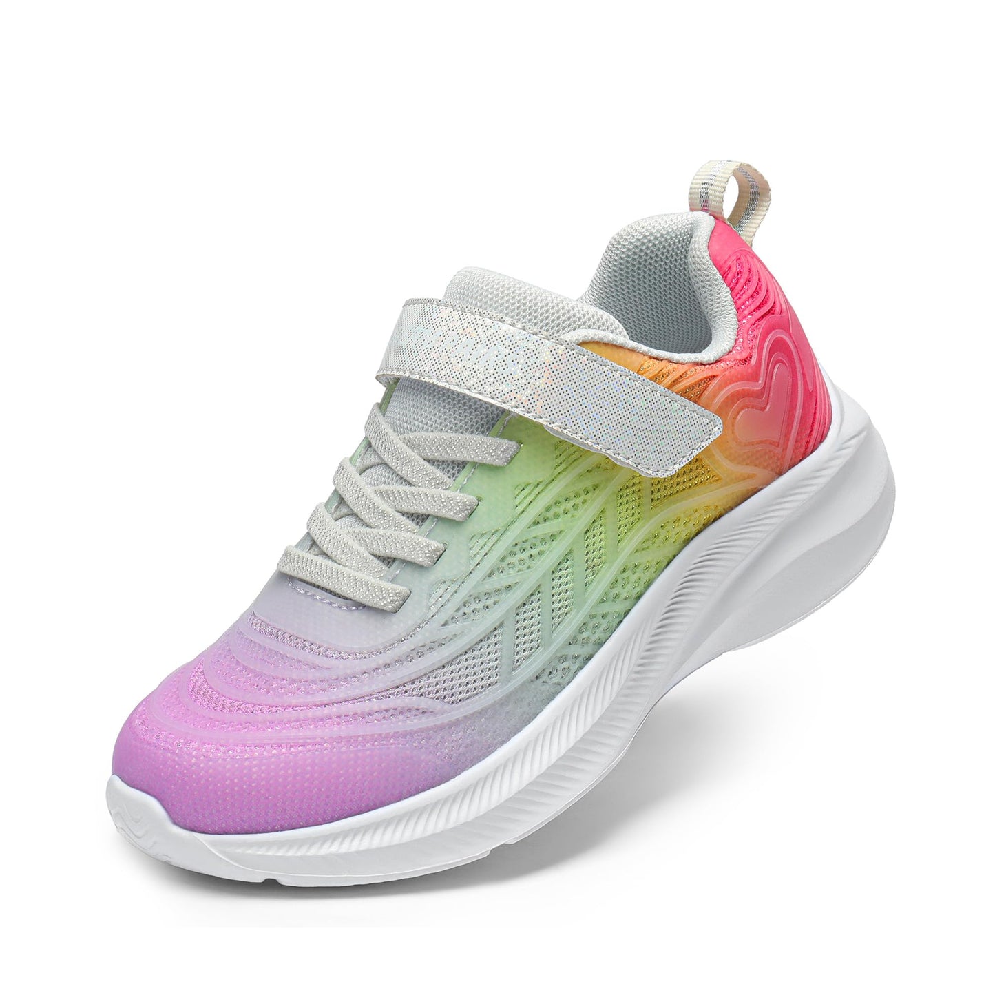 Kids Rainbow Ombre Running Shoes with Hook and Loop Strap