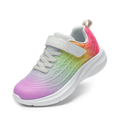 Kids Rainbow Ombre Running Shoes with Hook and Loop Strap
