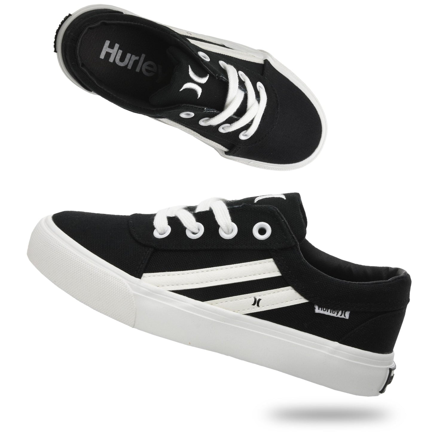 Hurley Boardy Kids Lace Up Canvas Sneakers – Low Cut Skateboarding Shoes for Kids, Sports Shoes for Boys and Girls