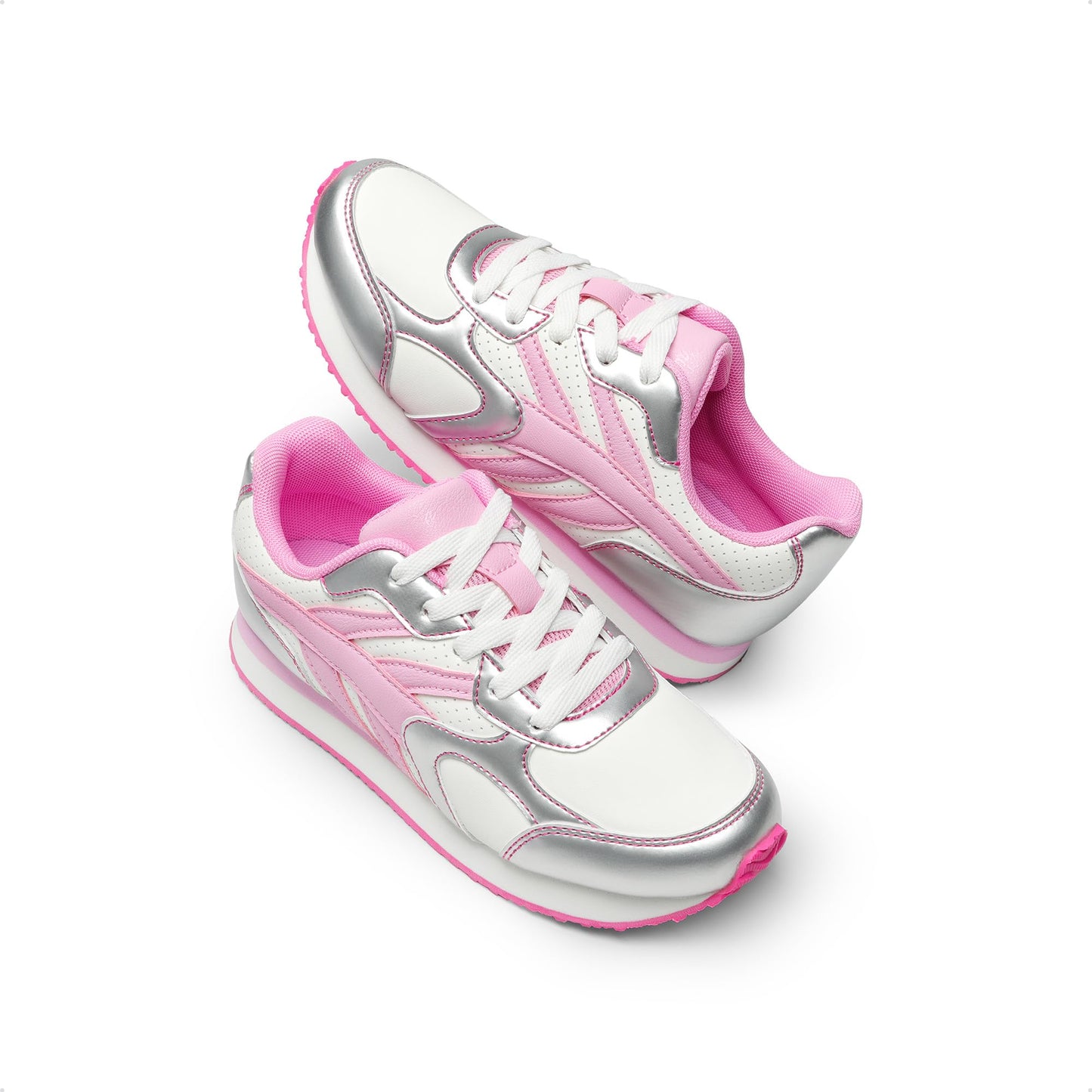 Kids Faux Leather Lace Up Sneakers with EVA Cushioning and Rubber Sole