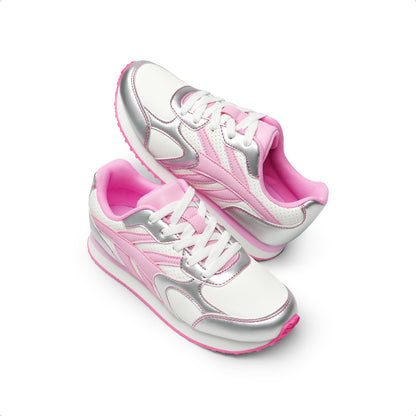Kids Faux Leather Lace Up Sneakers with EVA Cushioning and Rubber Sole