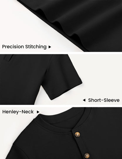 Boys Cotton Henley Short Sleeve Shirt with Button Placket