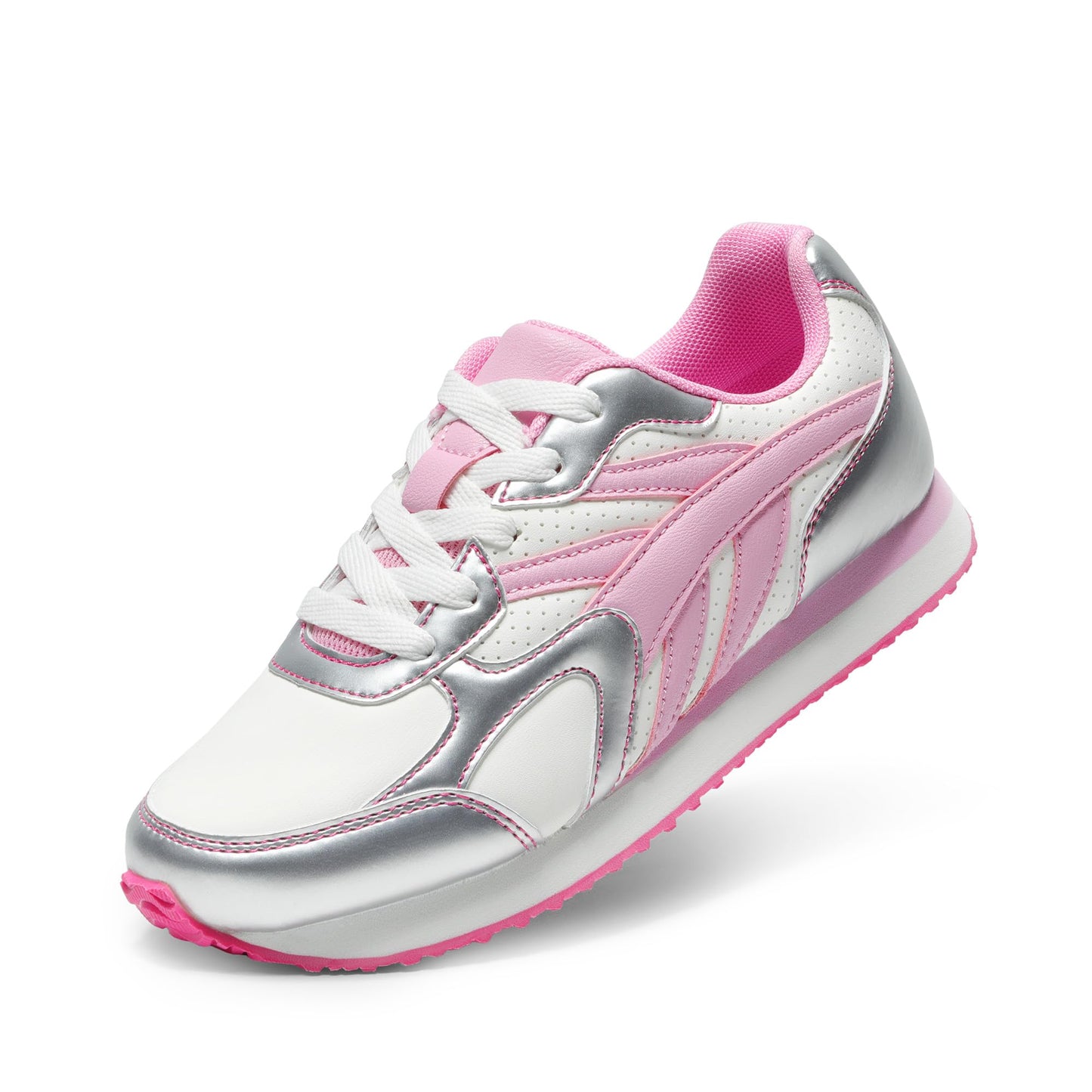 Kids Faux Leather Lace Up Sneakers with EVA Cushioning and Rubber Sole
