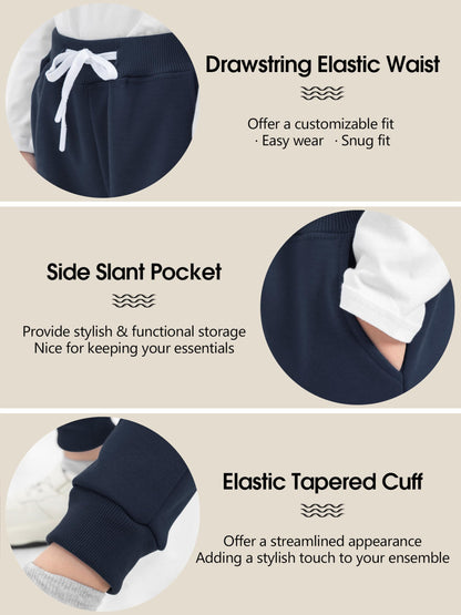 Toddler Boys Fleece Jogger Sweatpants with Drawstring 3 Pack