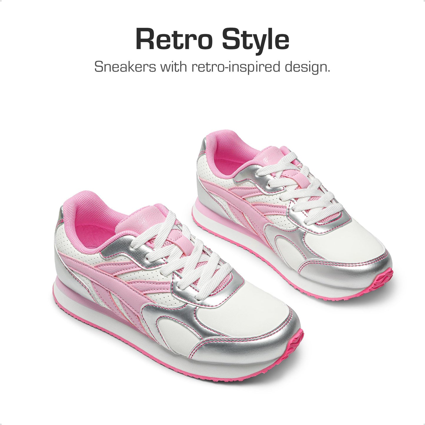 Kids Faux Leather Lace Up Sneakers with EVA Cushioning and Rubber Sole