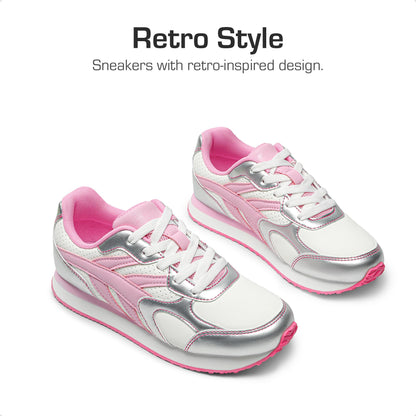 Kids Faux Leather Lace Up Sneakers with EVA Cushioning and Rubber Sole
