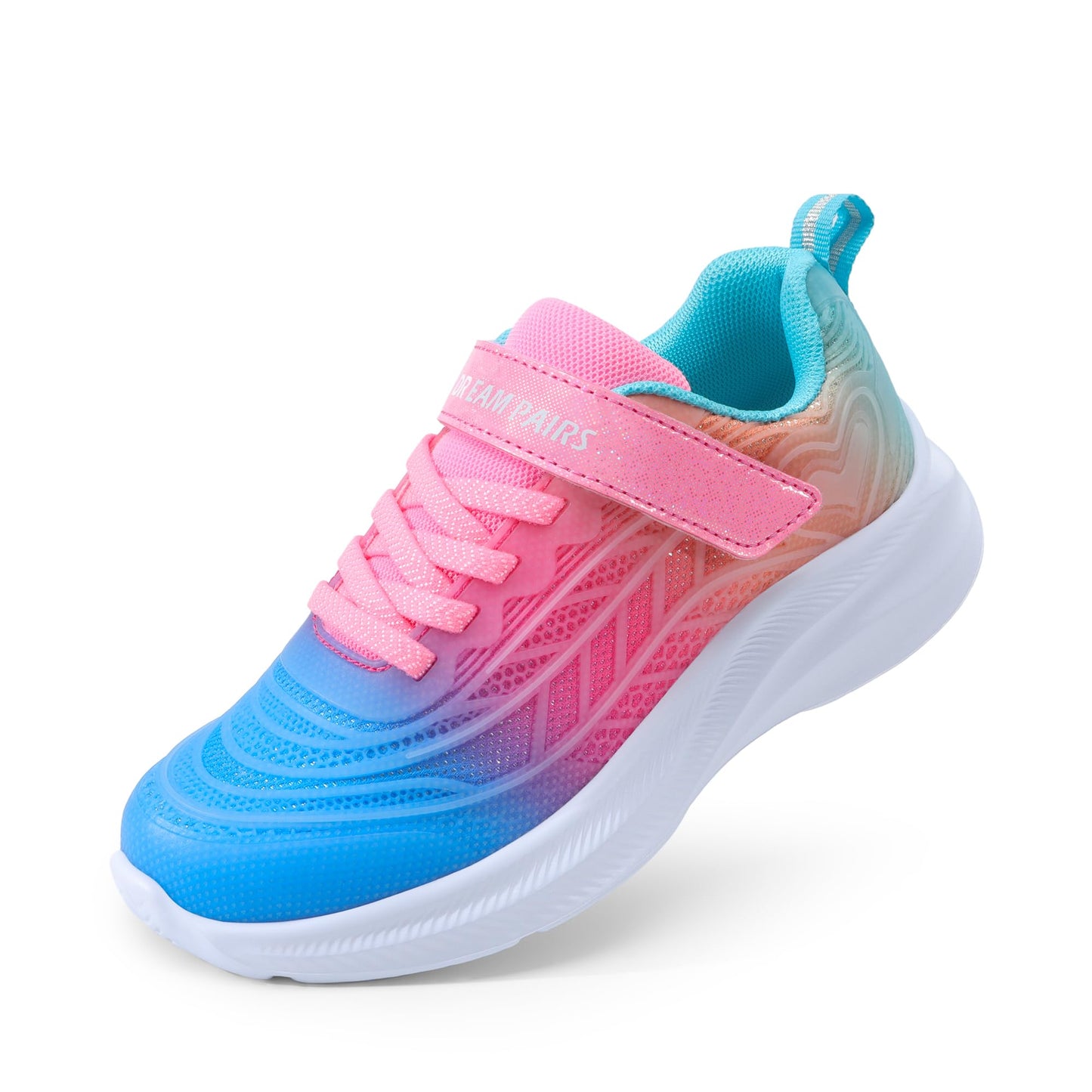Kids Rainbow Ombre Running Shoes with Hook and Loop Strap