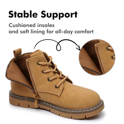 Toddler Boys Water Resistant Work Boots with Side Zipper and TPR Sole