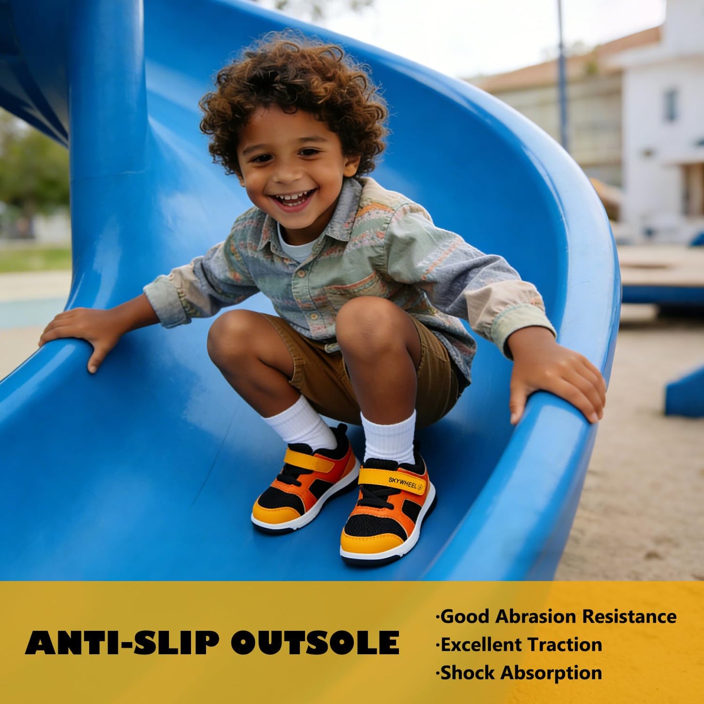 Toddler Boys High Top Sneakers with Wide Toe Box and Hook and Loop