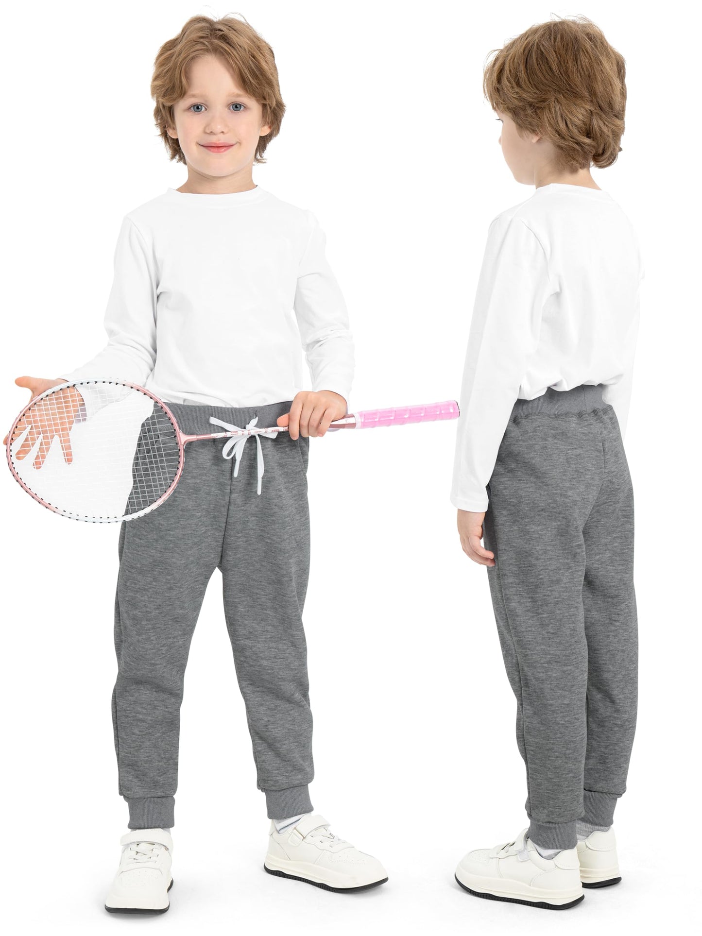 Toddler Boys Fleece Jogger Sweatpants with Drawstring 3 Pack