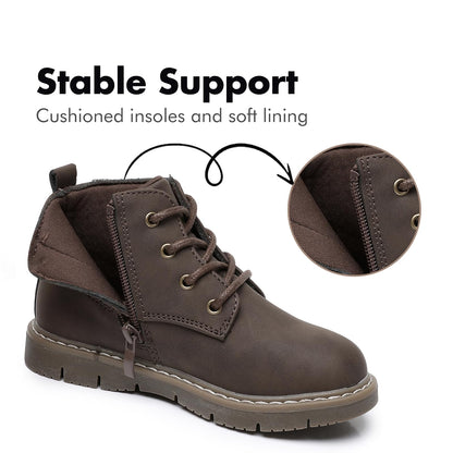 Toddler Boys Water Resistant Work Boots with Side Zipper and TPR Sole