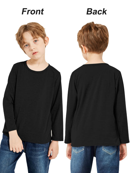 Boys Solid Color Long Sleeve Crewneck T Shirt 5 Pack Set