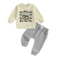 WZTYYDS Toddler Baby Boy Fall Clothes Letter Truck Long Sleeve Pullover Sweatshirt Tops Joggers Pants Set Winter Outfits