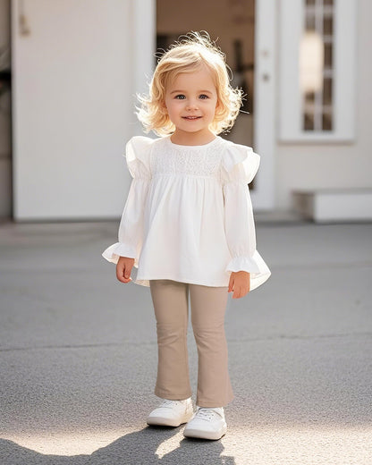 Witwot 3 Pack Baby Girls Flare Pants Soft Cotton Toddler Bell Bottom Leggings Infant Clothes Size 18M-5T