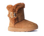 REDVOLUTION Kids Boots Toddler Girls Cute 2 Buttons || Rhinestone Faux Fur Suede Knitting Shoe