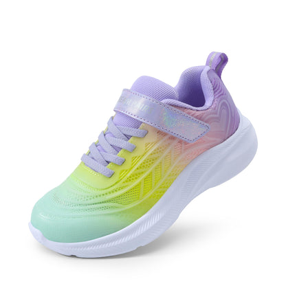 Kids Rainbow Ombre Running Shoes with Hook and Loop Strap