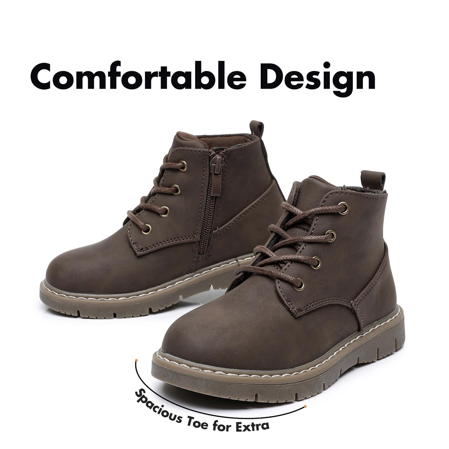 Toddler Boys Water Resistant Work Boots with Side Zipper and TPR Sole