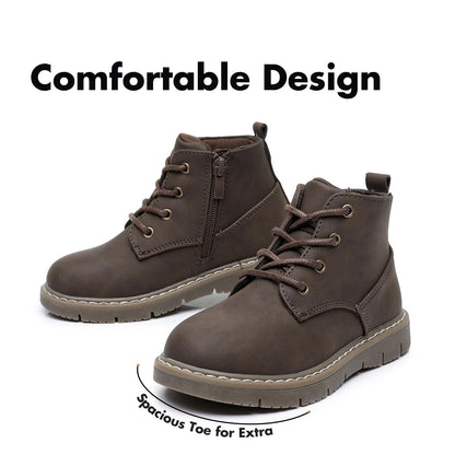 Toddler Boys Water Resistant Work Boots with Side Zipper and TPR Sole